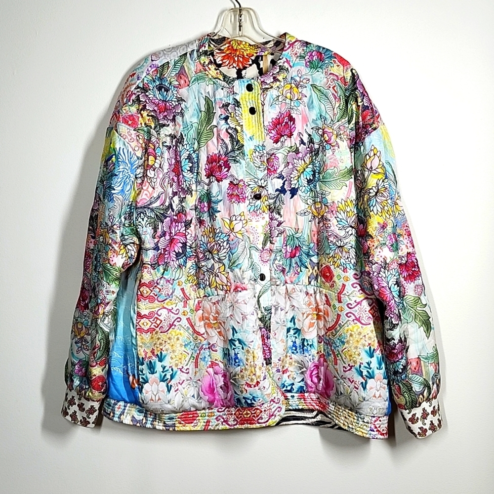 Johnny Was Nandru Reversible Jacket Multiprint Colorful Womens XL